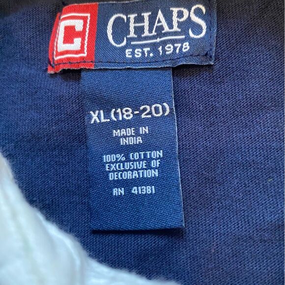 NWT Chaps Classic Rugby Long Sleeve Polo Youth XL (18-20) Navy Orange - Picture 5 of 5